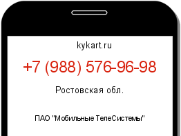 Информация о номере телефона +7 (988) 576-96-98: регион, оператор
