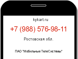Информация о номере телефона +7 (988) 576-98-11: регион, оператор