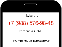 Информация о номере телефона +7 (988) 576-98-48: регион, оператор