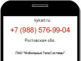 Информация о номере телефона +7 (988) 576-99-04: регион, оператор