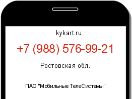 Информация о номере телефона +7 (988) 576-99-21: регион, оператор
