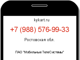 Информация о номере телефона +7 (988) 576-99-33: регион, оператор
