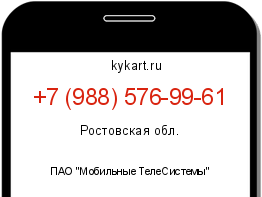 Информация о номере телефона +7 (988) 576-99-61: регион, оператор