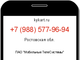 Информация о номере телефона +7 (988) 577-96-94: регион, оператор