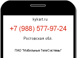 Информация о номере телефона +7 (988) 577-97-24: регион, оператор