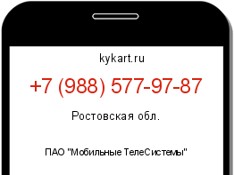 Информация о номере телефона +7 (988) 577-97-87: регион, оператор