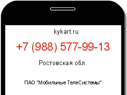 Информация о номере телефона +7 (988) 577-99-13: регион, оператор