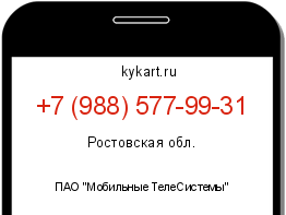 Информация о номере телефона +7 (988) 577-99-31: регион, оператор