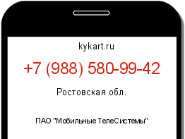 Информация о номере телефона +7 (988) 580-99-42: регион, оператор