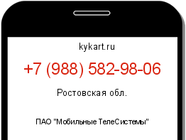 Информация о номере телефона +7 (988) 582-98-06: регион, оператор