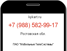 Информация о номере телефона +7 (988) 582-99-17: регион, оператор