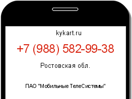 Информация о номере телефона +7 (988) 582-99-38: регион, оператор