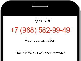 Информация о номере телефона +7 (988) 582-99-49: регион, оператор