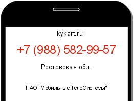 Информация о номере телефона +7 (988) 582-99-57: регион, оператор