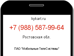 Информация о номере телефона +7 (988) 587-99-64: регион, оператор