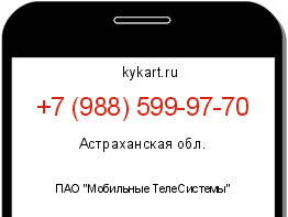 Информация о номере телефона +7 (988) 599-97-70: регион, оператор