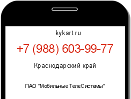 Информация о номере телефона +7 (988) 603-99-77: регион, оператор