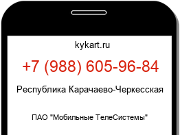 Информация о номере телефона +7 (988) 605-96-84: регион, оператор