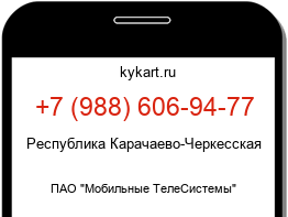 Информация о номере телефона +7 (988) 606-94-77: регион, оператор