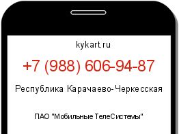 Информация о номере телефона +7 (988) 606-94-87: регион, оператор