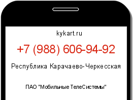Информация о номере телефона +7 (988) 606-94-92: регион, оператор