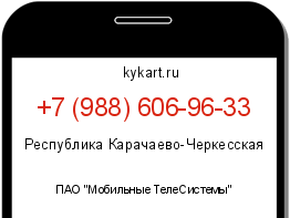 Информация о номере телефона +7 (988) 606-96-33: регион, оператор