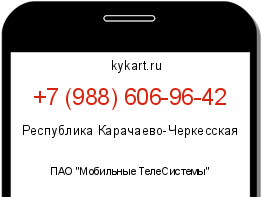 Информация о номере телефона +7 (988) 606-96-42: регион, оператор