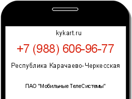 Информация о номере телефона +7 (988) 606-96-77: регион, оператор