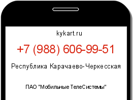 Информация о номере телефона +7 (988) 606-99-51: регион, оператор