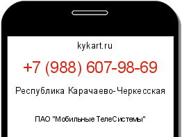 Информация о номере телефона +7 (988) 607-98-69: регион, оператор
