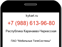 Информация о номере телефона +7 (988) 613-96-80: регион, оператор