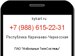 Информация о номере телефона +7 (988) 615-22-31: регион, оператор