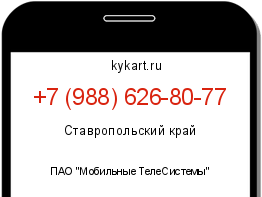 Информация о номере телефона +7 (988) 626-80-77: регион, оператор