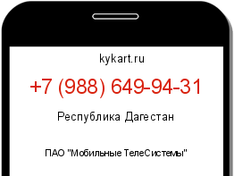 Информация о номере телефона +7 (988) 649-94-31: регион, оператор