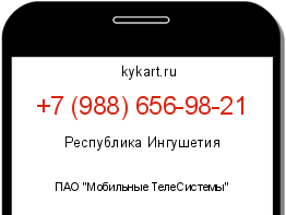 Информация о номере телефона +7 (988) 656-98-21: регион, оператор