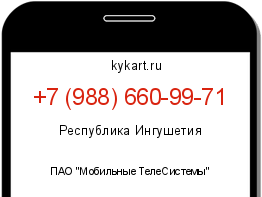 Информация о номере телефона +7 (988) 660-99-71: регион, оператор