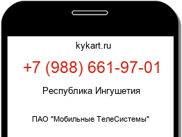 Информация о номере телефона +7 (988) 661-97-01: регион, оператор