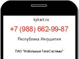 Информация о номере телефона +7 (988) 662-99-87: регион, оператор