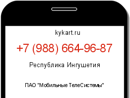 Информация о номере телефона +7 (988) 664-96-87: регион, оператор