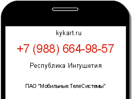 Информация о номере телефона +7 (988) 664-98-57: регион, оператор