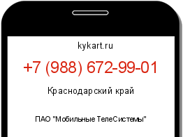 Информация о номере телефона +7 (988) 672-99-01: регион, оператор