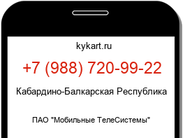 Информация о номере телефона +7 (988) 720-99-22: регион, оператор