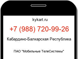 Информация о номере телефона +7 (988) 720-99-26: регион, оператор