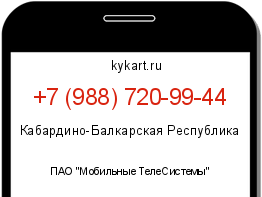 Информация о номере телефона +7 (988) 720-99-44: регион, оператор