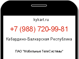 Информация о номере телефона +7 (988) 720-99-81: регион, оператор