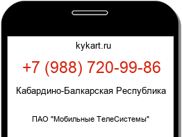 Информация о номере телефона +7 (988) 720-99-86: регион, оператор