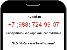 Информация о номере телефона +7 (988) 724-99-07: регион, оператор