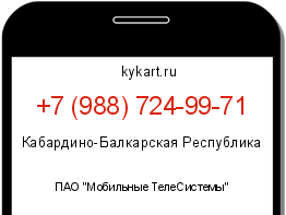 Информация о номере телефона +7 (988) 724-99-71: регион, оператор