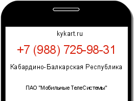 Информация о номере телефона +7 (988) 725-98-31: регион, оператор