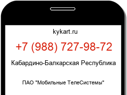 Информация о номере телефона +7 (988) 727-98-72: регион, оператор